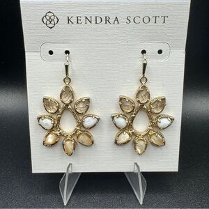 Kendra Scott Gold Chandelier Statement Earrings Peach/White MOP Custom ⭐️